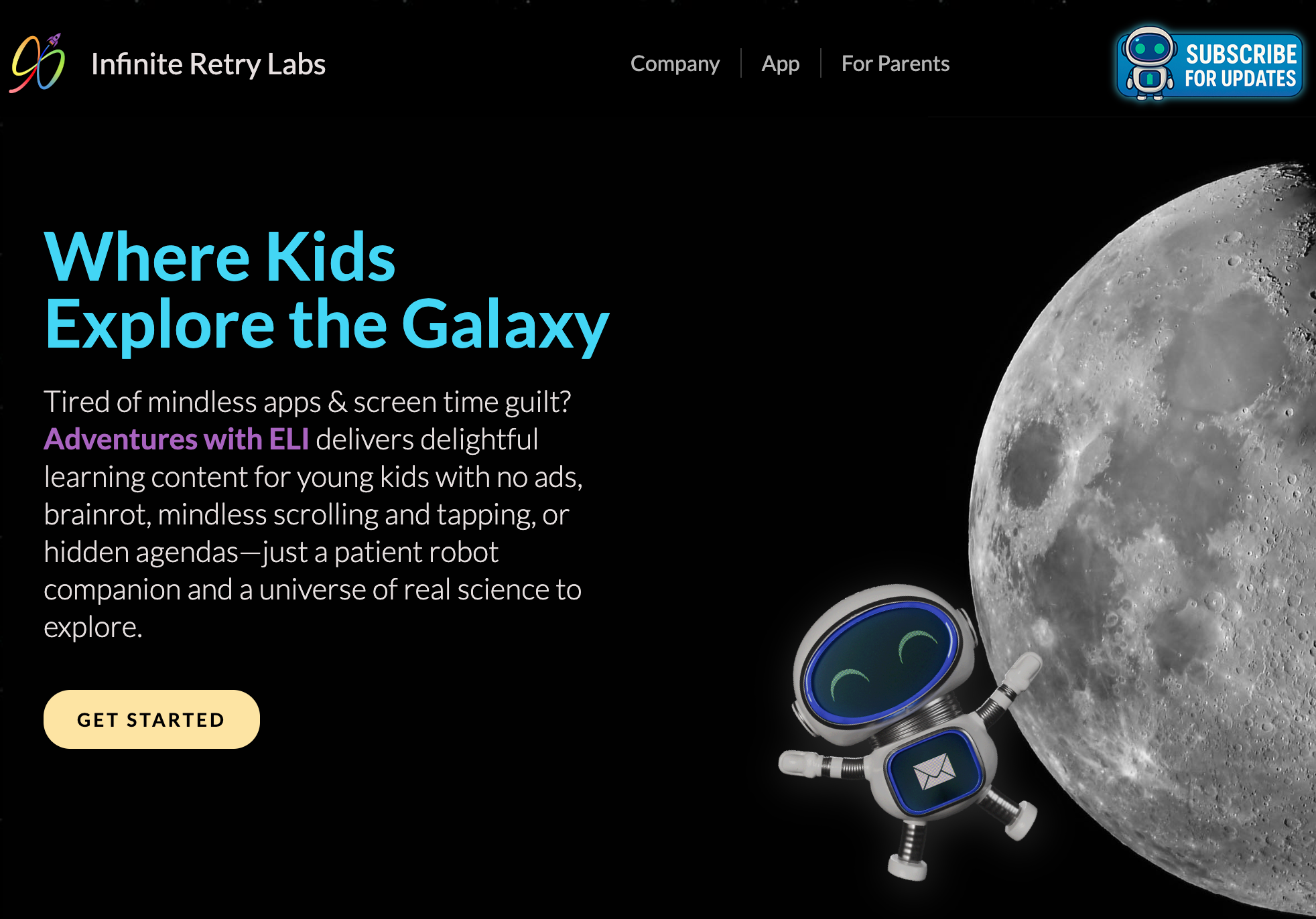 Screenshot of the Infinite Retry website